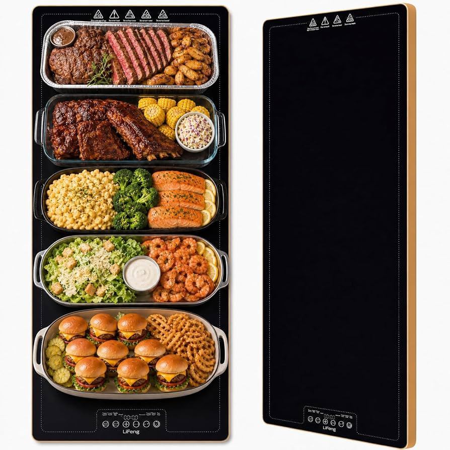 Electric Warming Tray (Extra Long 40"x12"), Warming Mat for Food with Adjustable Thermostat & Ful... | Amazon (US)