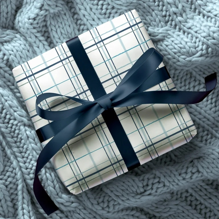 Blue Plaid Heavyweight Christmas Wrapping Paper, 120 sq ft, by Holiday Time | Walmart (US)