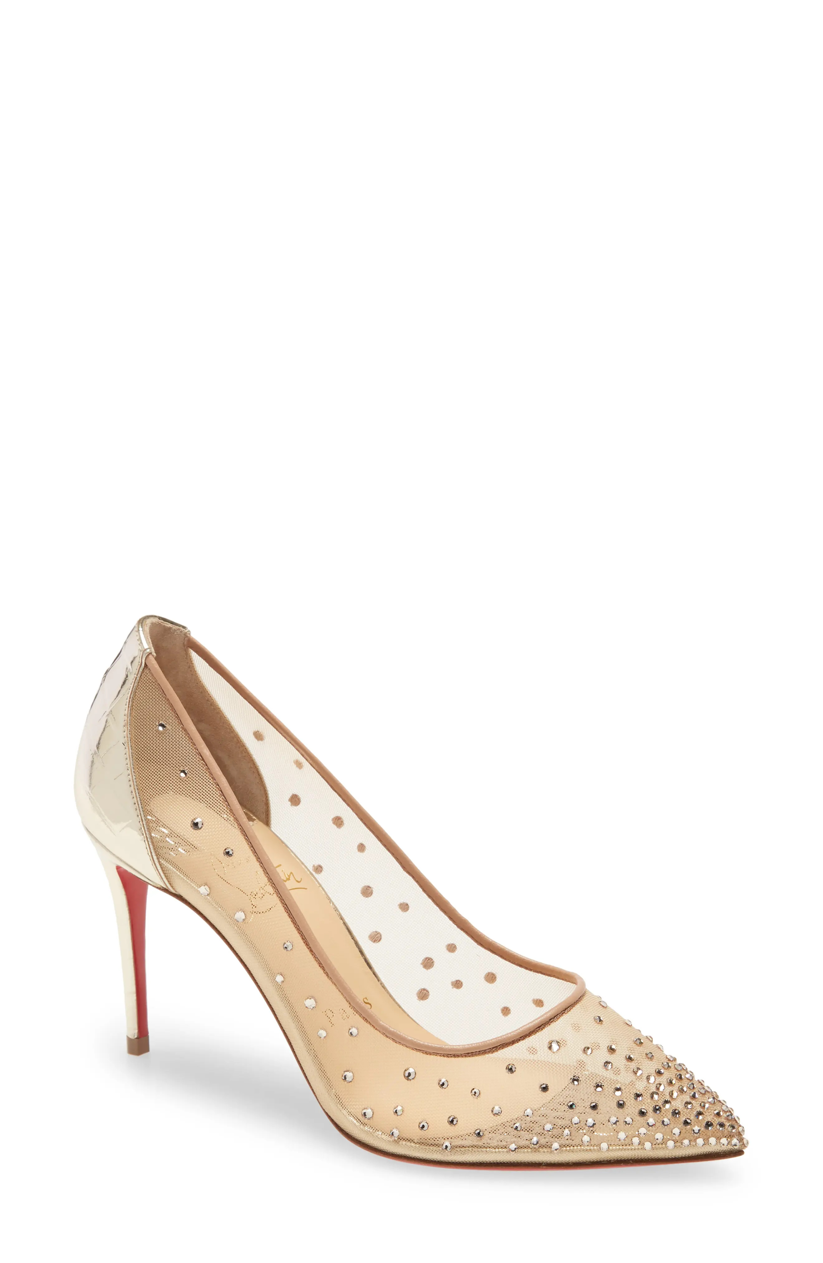 Women's Christian Louboutin Follies Crystal Mesh Pump, Size 10.5US - Metallic | Nordstrom