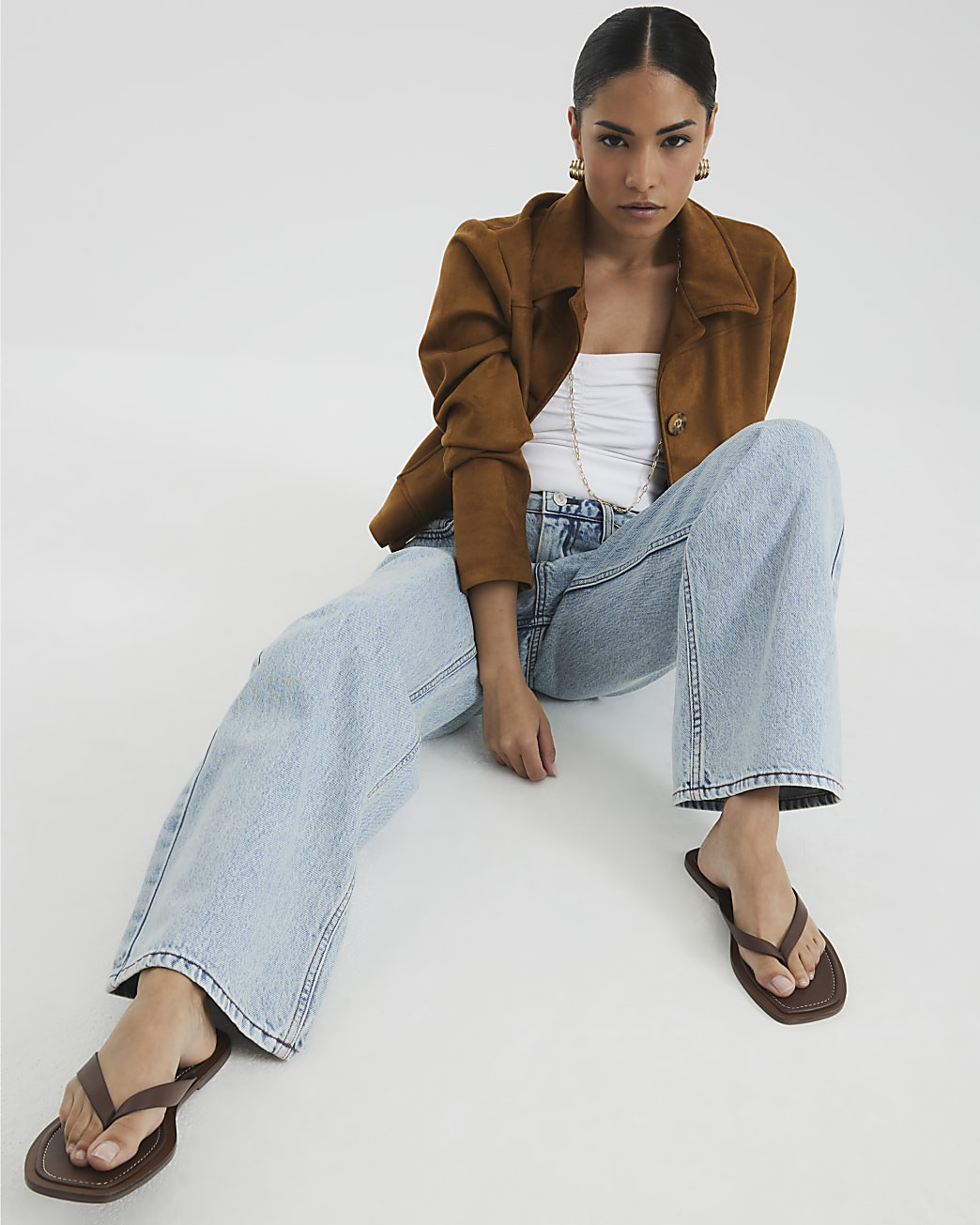 Petite Blue High Rise Relaxed Straight Jeans | River Island UK & IE