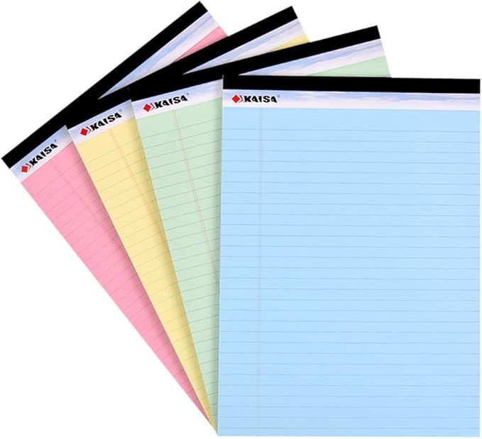 KAISA Colored Legal Pad Writing Pads , Wide Ruled 8.5"x11.75" , Thick 20lb Colored Paper 40 sheet... | Amazon (US)