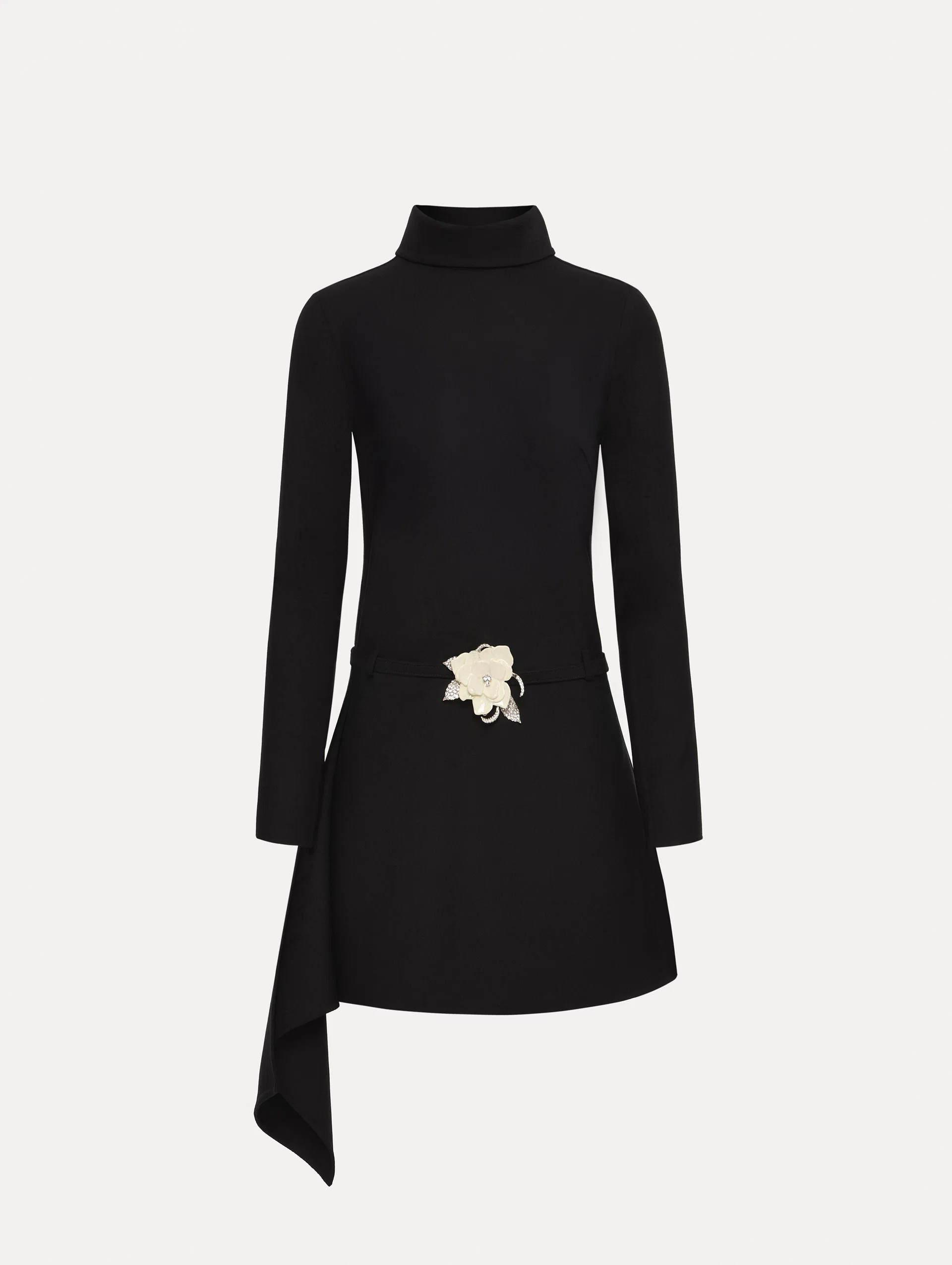 Floral Belt Mock-Neck Dress | Oscar de la Renta