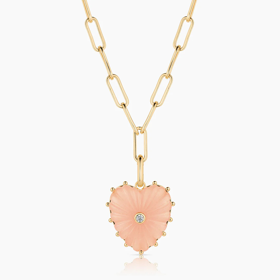 Malene Pink Jade Heart Clip Necklace | Thatch