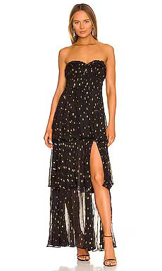 Lovers and Friends Bruna Maxi Dress in Black & Gold from Revolve.com | Revolve Clothing (Global)