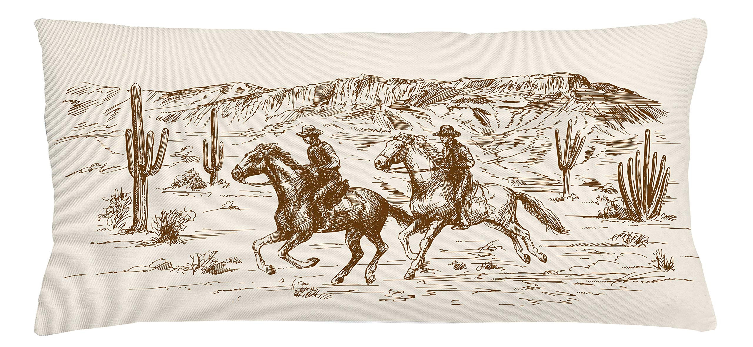 Lunarable Western Throw Pillow Cushion Cover, Country Theme Hand Drawn Illustration of American W... | Amazon (US)