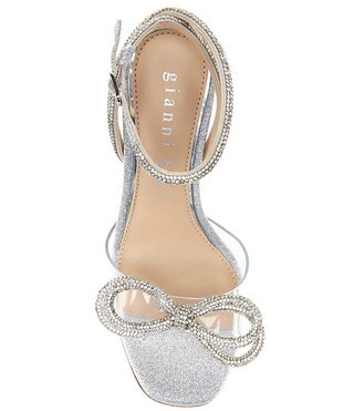 Haydn Glitter Rhinestone Bow Ankle Strap Clear Dress Heels | Dillard's