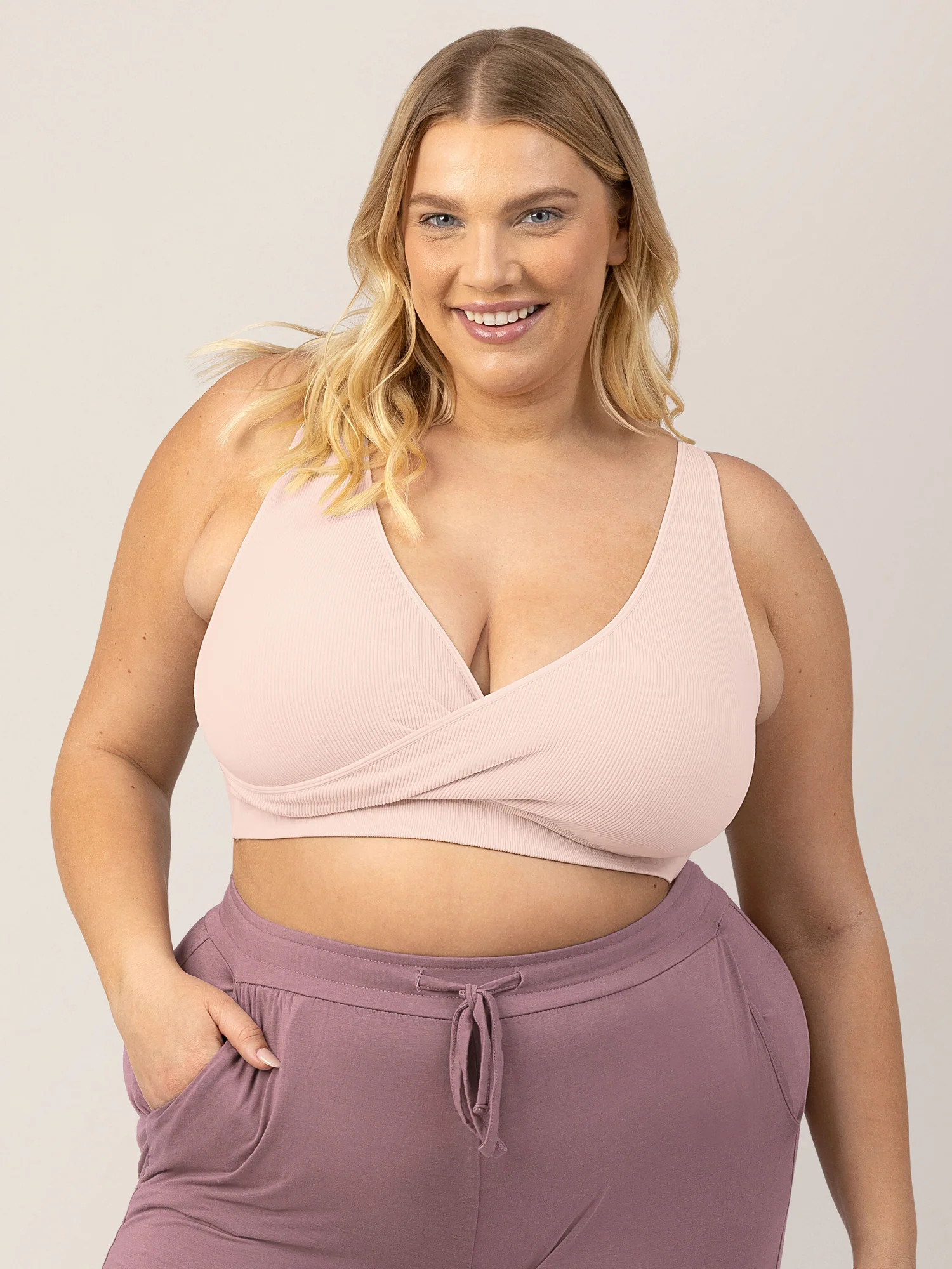 Sublime® Adjustable Crossover Nursing & Lounge Bra | Soft Pink Busty (E-I) / L | EMILIA GEORGE®