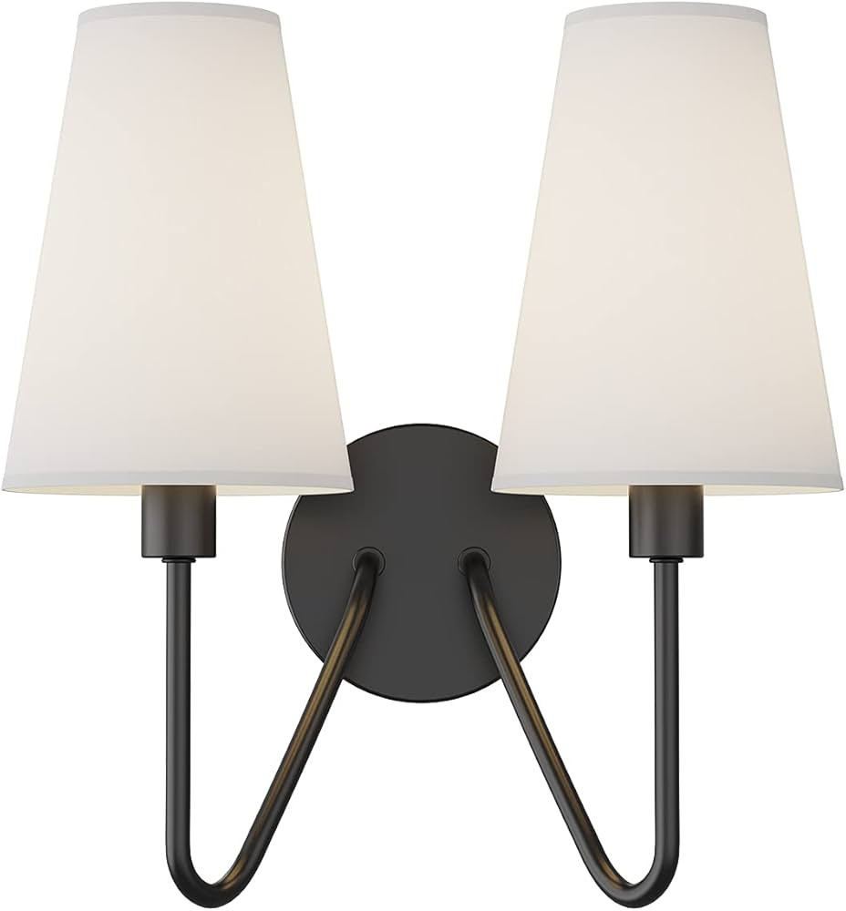 Electro bp;Double Head Classic 2 Lights Wall Sconces Lighting Fixture Black with Cream White Line... | Amazon (US)