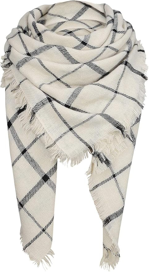 Women's Fall Winter Scarf Classic Tassel Plaid Scarf Warm Soft Chunky Large Blanket Wrap Shawl Sc... | Amazon (US)