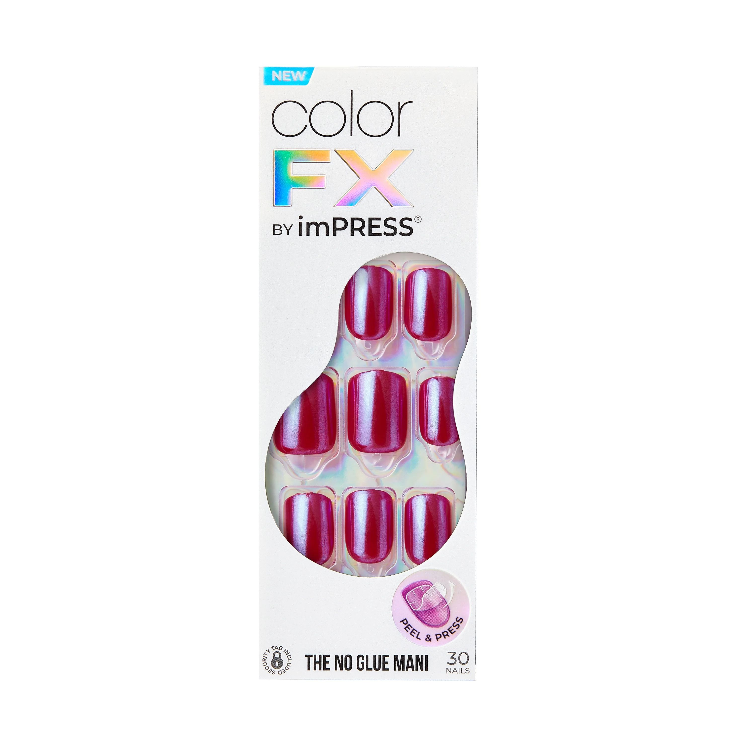 KISS imPRESS Color FX Press-On Nails, No Glue Needed, Red, Short Square, 33 Ct. | Walmart (US)