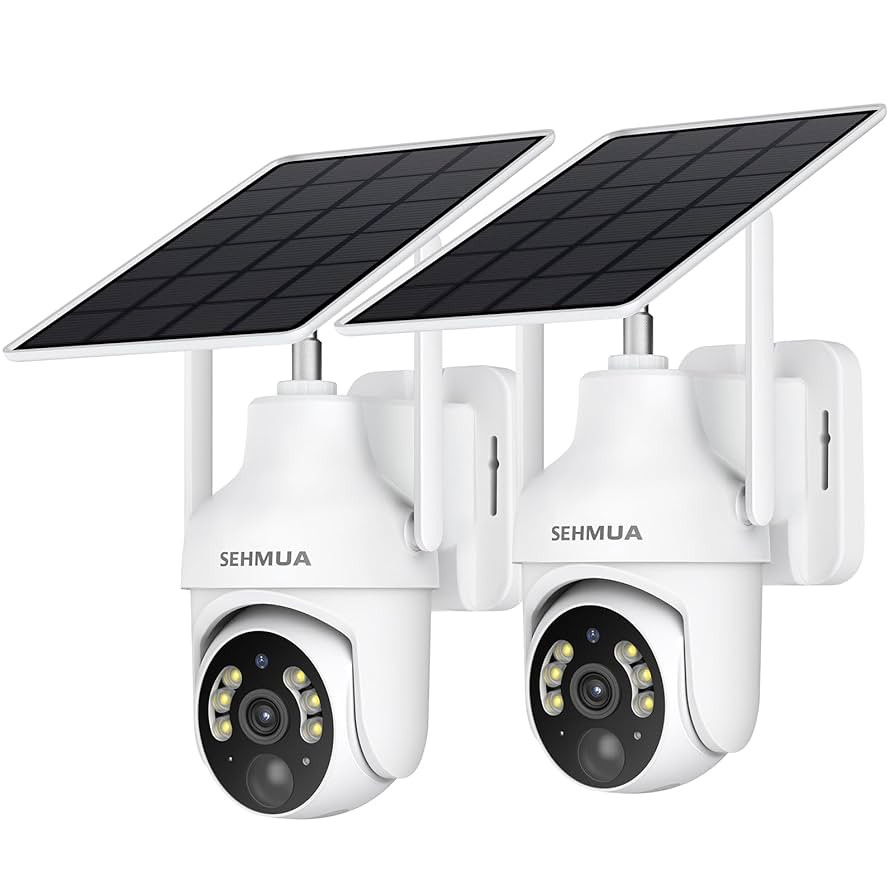 SEHMUA 2K Solar Security Cameras Wireless Outdoor, 2 Pack 360° View Pan/Tilt WiFi Security Camer... | Amazon (US)
