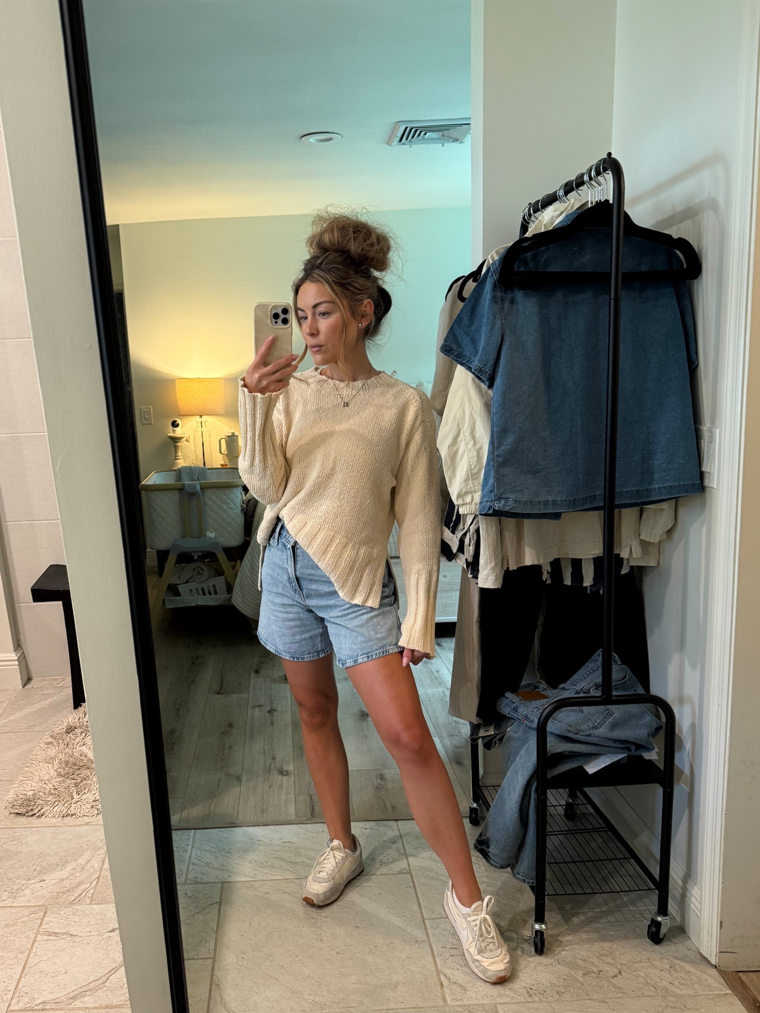 Mom uniform 🙌🏼

Sweater in a size small 
Shorts, true size 

#LTKPetite #LTKFamily #LTKFindsUnder100