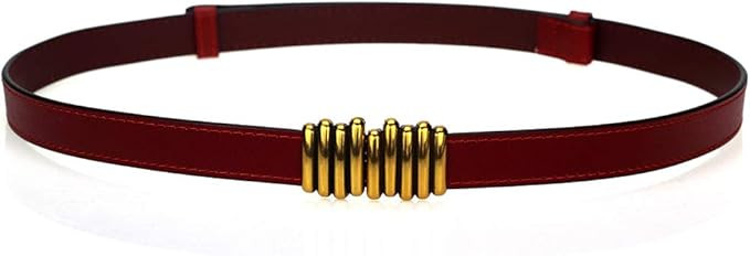 Women's 100% Genuine Leather Retro Vintage Skinny Belts Fashion Designer Buckle Waist Belt | Amazon (US)