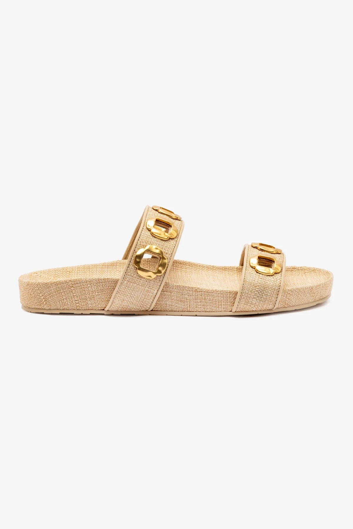 Milan Slide In Beige Raffia | Larroude
