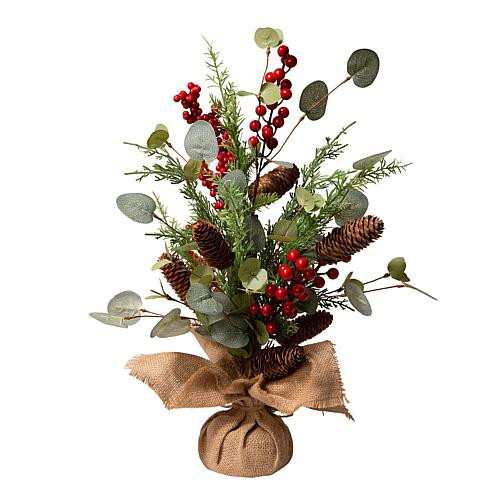 Glitzhome 20in H Christmas Floral Table Tree Decor | HSN