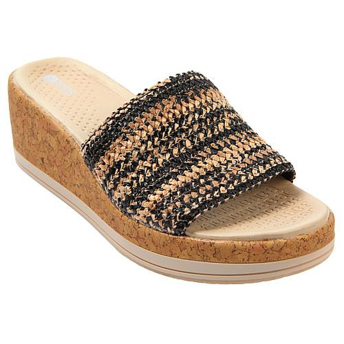 Bzees Runaway Raffia Sandal - Black - Size 7-w | HSN