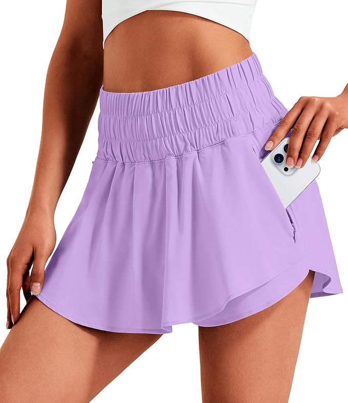 Hugut Women's Ruffle Skirt Overlay High Waisted Tennis Athletic Shorts for Running Workout Golf T... | Amazon (US)