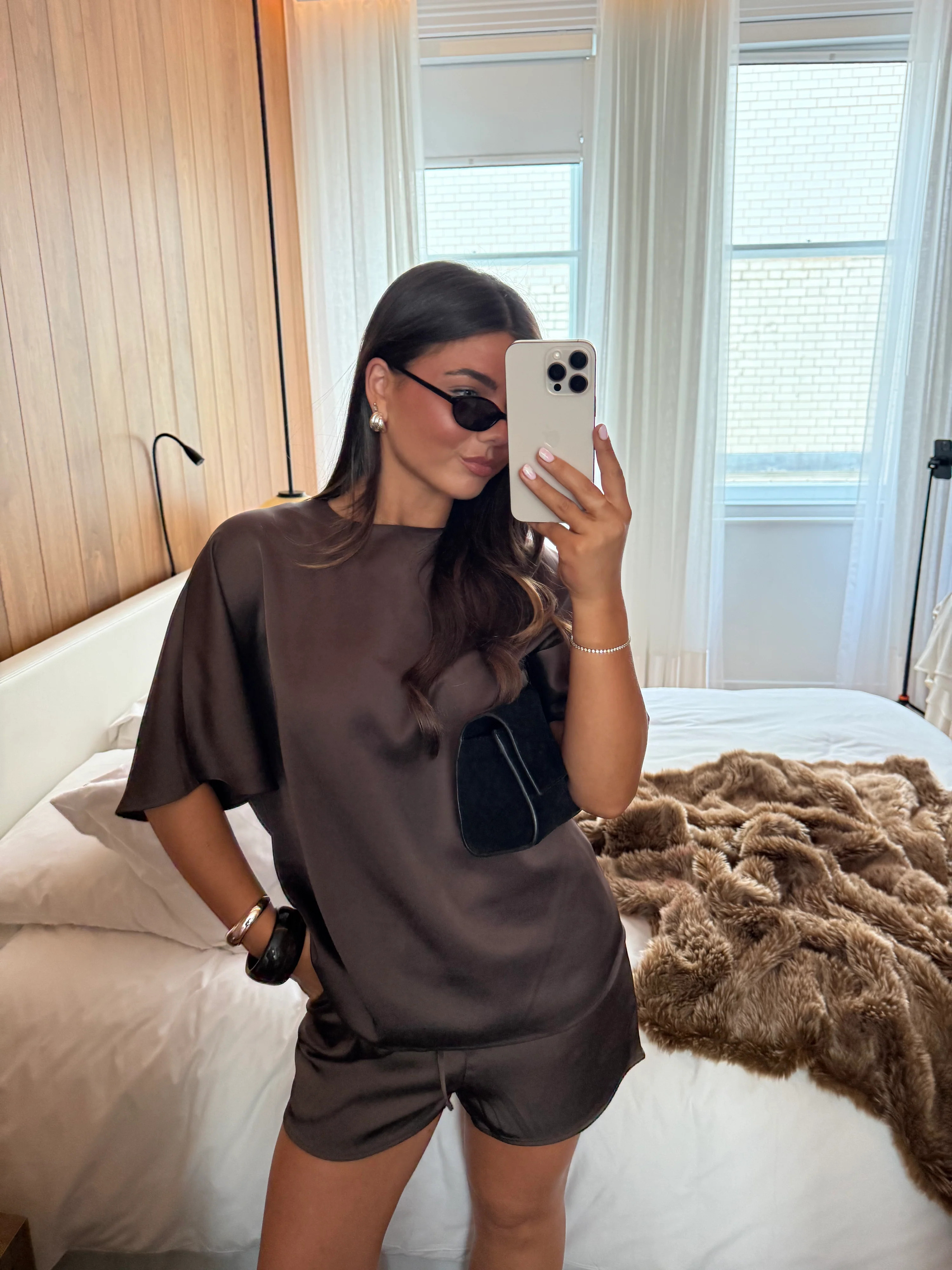Breya Boxy Satin T-Shirt | Pretty Lavish (UK)