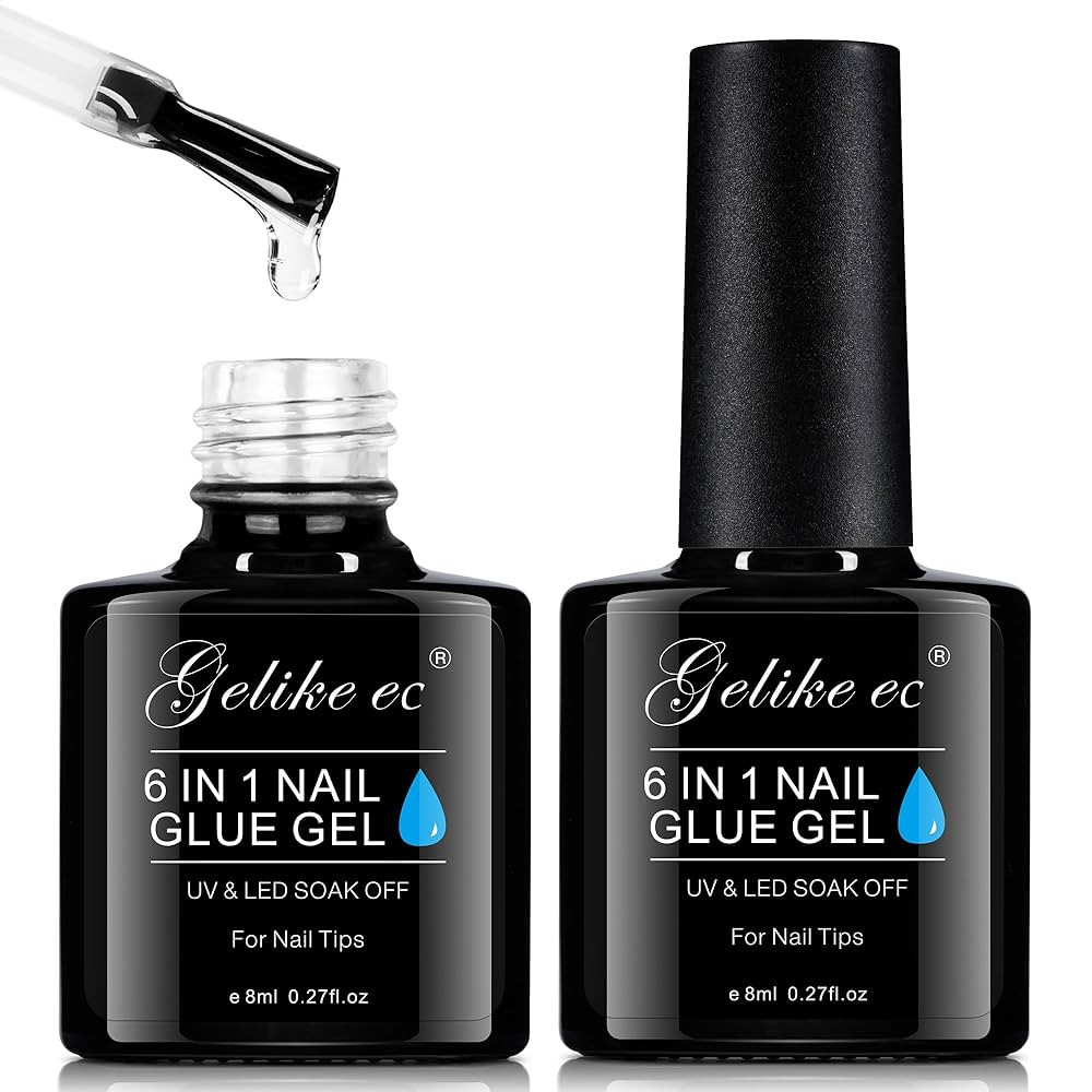 Nail Tips Gel Nail Glue: Geliek EC 2PCS 6 in 1 Adhesive Gel Nail Polish for Salon - Strong Nail G... | Amazon (US)