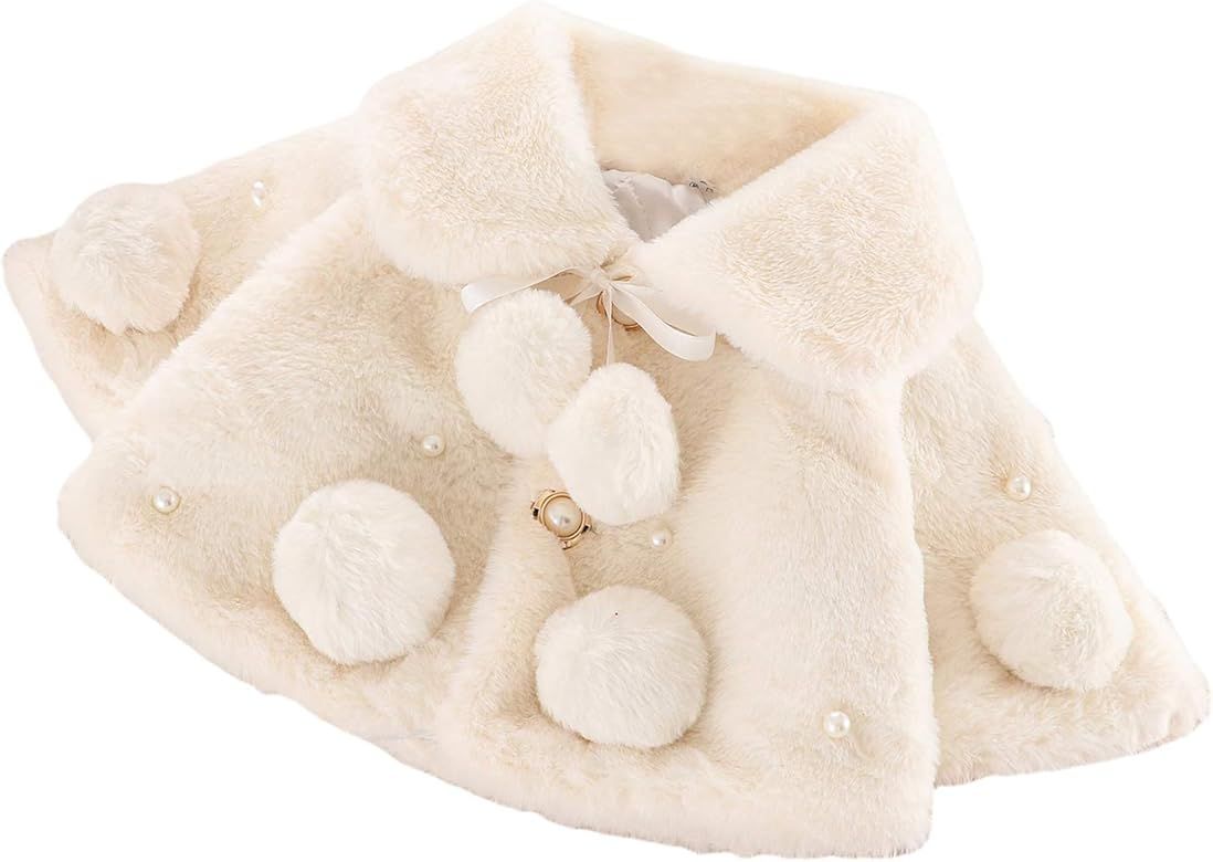 LXXIASHI Toddler Baby Girl Winter Fur Coat Jacket Cloak Thicken Shawl Snowsuit Outerwear Clothes | Amazon (US)