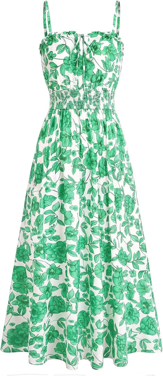 GRACE KARIN 2026 Women's Hawaiian Midi Sundress Summer Vacation Spaghetti Floral Clothes Boho Cas... | Amazon (US)