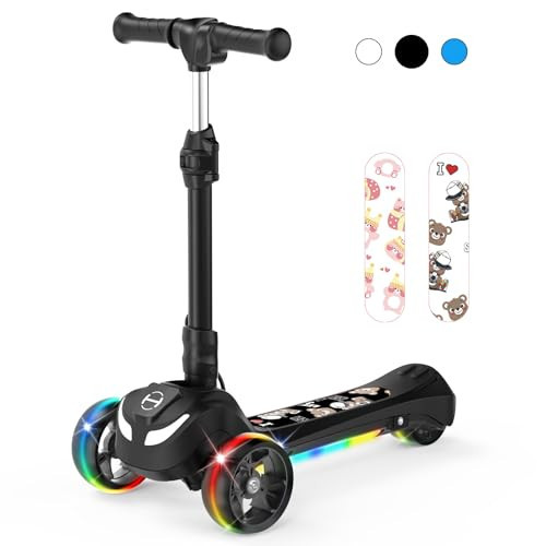Electric Scooter for Kids Ages 3-12, 3-Wheel Electric Scooter, Gift for Boys/Girls, Electric Kick Scooter with Long Battery Life, Flashing LED PU Wheels, 3 Adjustable Height Kids Escooter for Boy/Girl | Amazon (US)