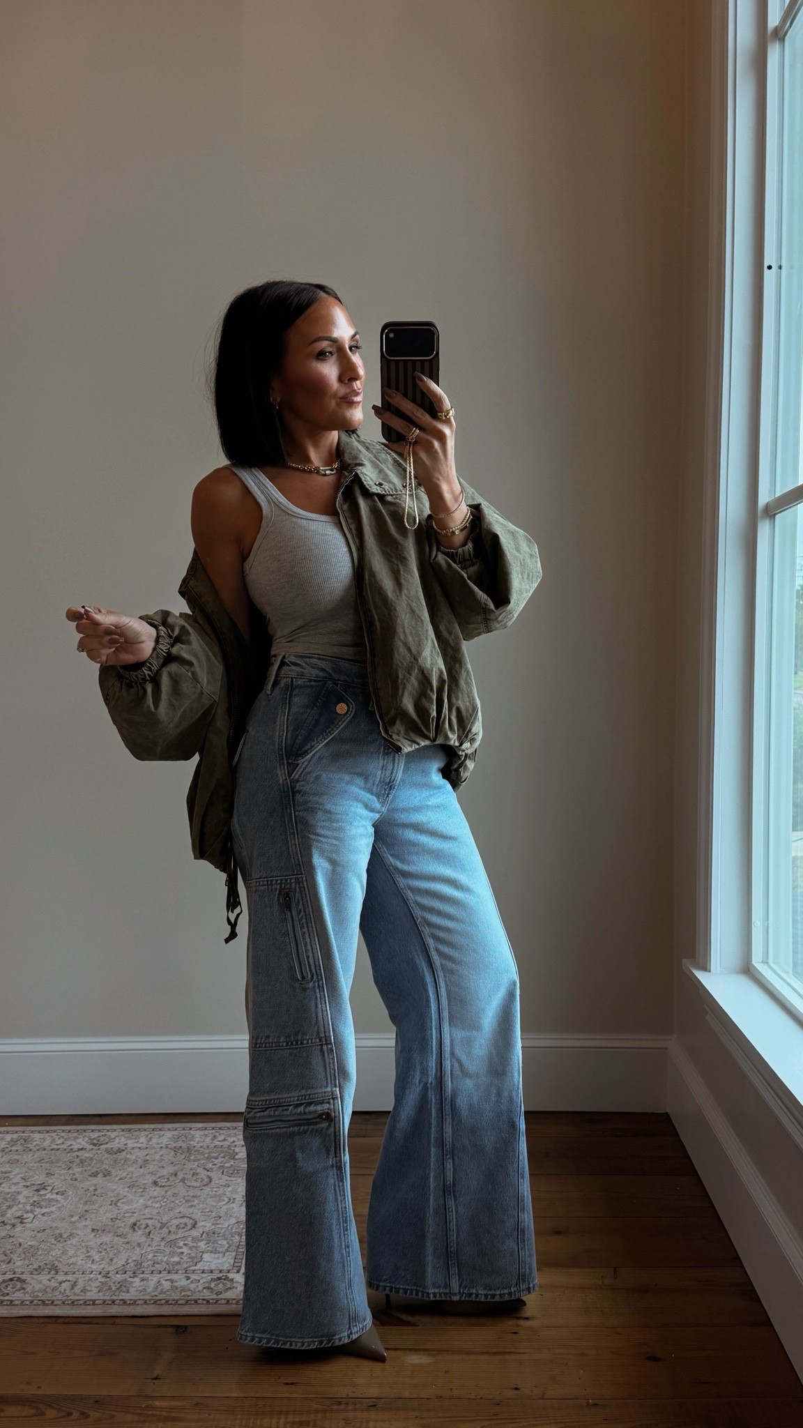 Today’s OOTD! 

Xs in jacket and tank 
24 in jeans