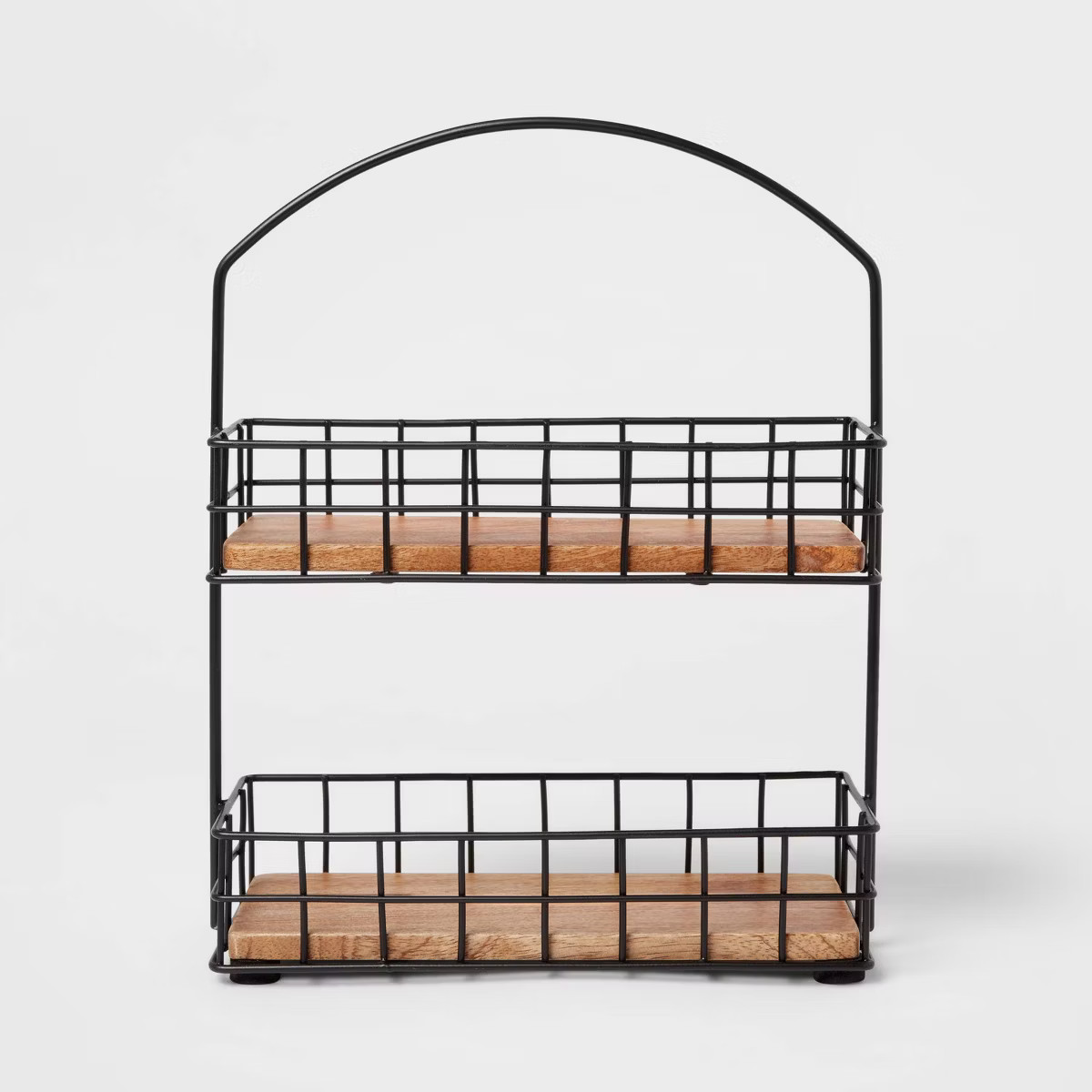Iron and Mangowood 2-Tier Wire Spice Rack Black - Threshold™: Spice Organizer, Freestanding Kit... | Target