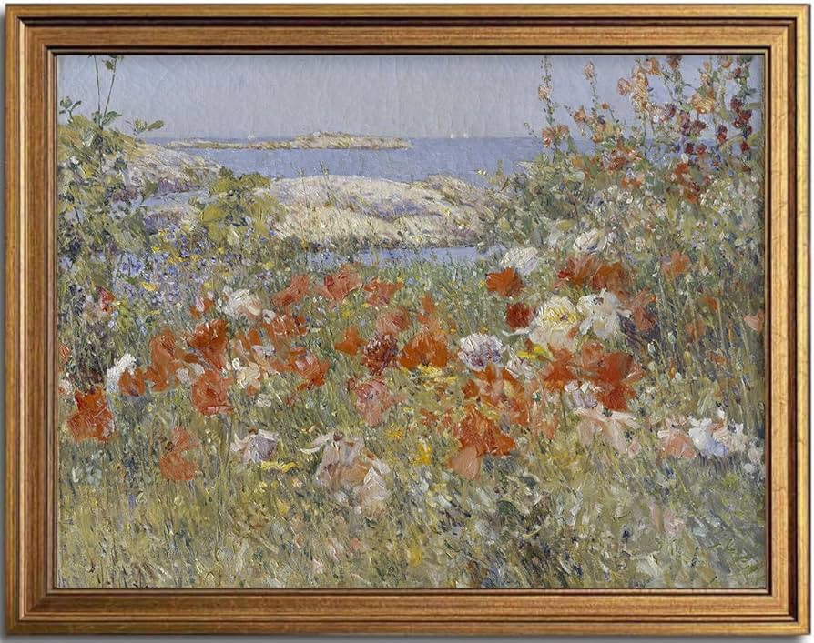 KBKBART Gold Framed Vintage Wall Art Prints, Retro Countryside Wildflowers by the Sea Canvas Pain... | Amazon (US)