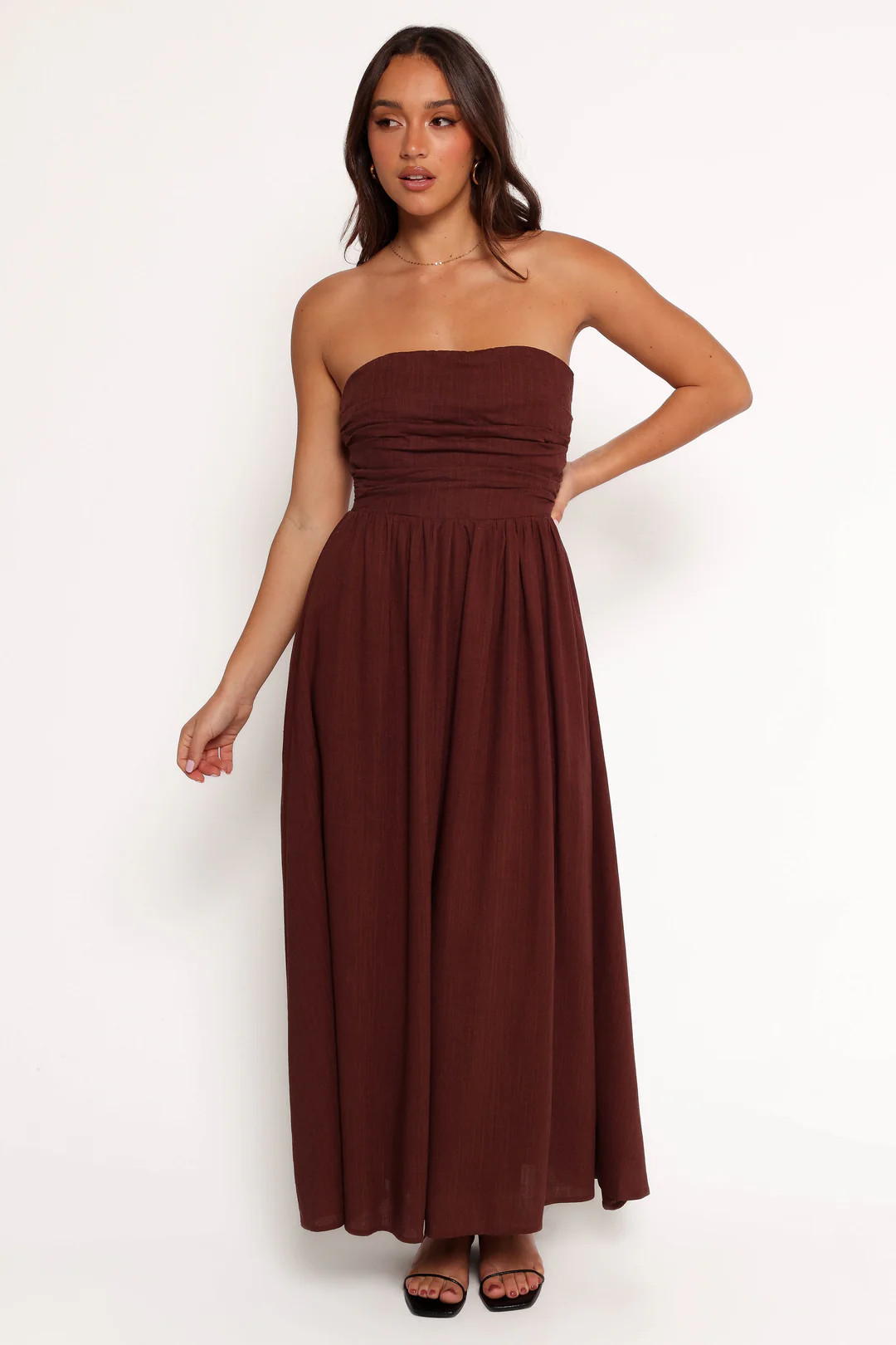 Kayt Strapless Dress - Chocolate Brown | Petal & Pup (US)