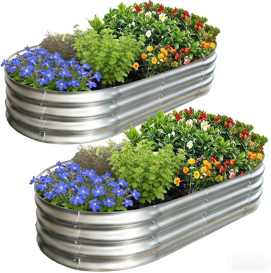 Galvanized Raised Garden Bed Kit, Planter Garden Boxes Outdoor, Oval Large Metal for Vegetables F... | Amazon (US)