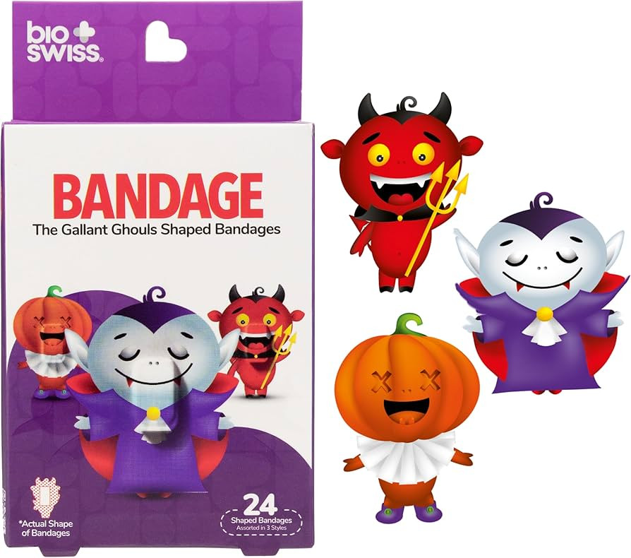 BioSwiss Bandages, Halloween Ghouls Shaped Self Adhesive Bandage, Latex Free Sterile Wound Care, ... | Amazon (US)