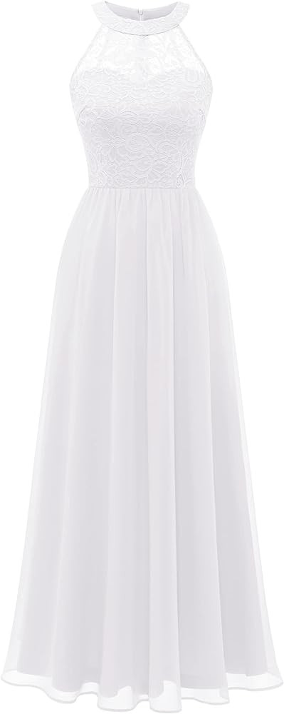 Wedtrend Women's Formal Dress, Halter Long Prom Dress Floral Lace Bridesmaid Dresses | Amazon (US)