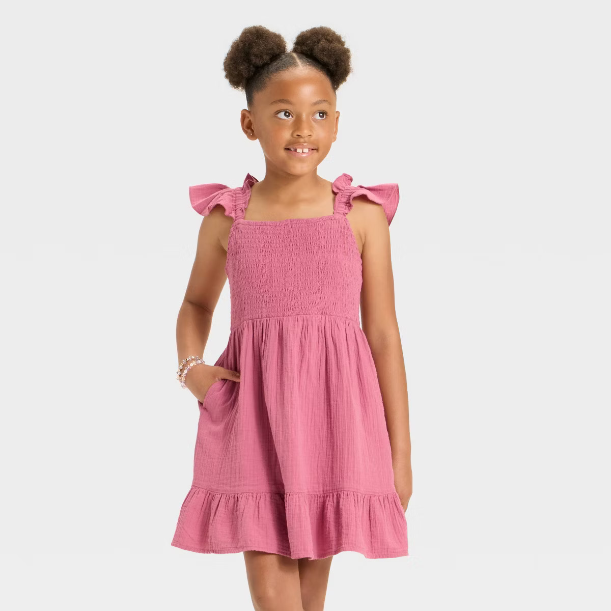 Girls' Sleeveless Solid Woven Dress - Cat & Jack™ | Target