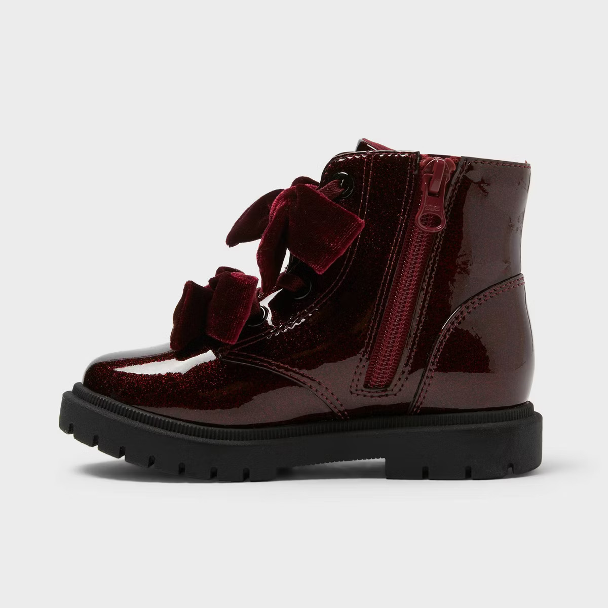 Toddler Estes Shimmer Combat Boots - Cat & Jack™ Burgundy 10T | Target