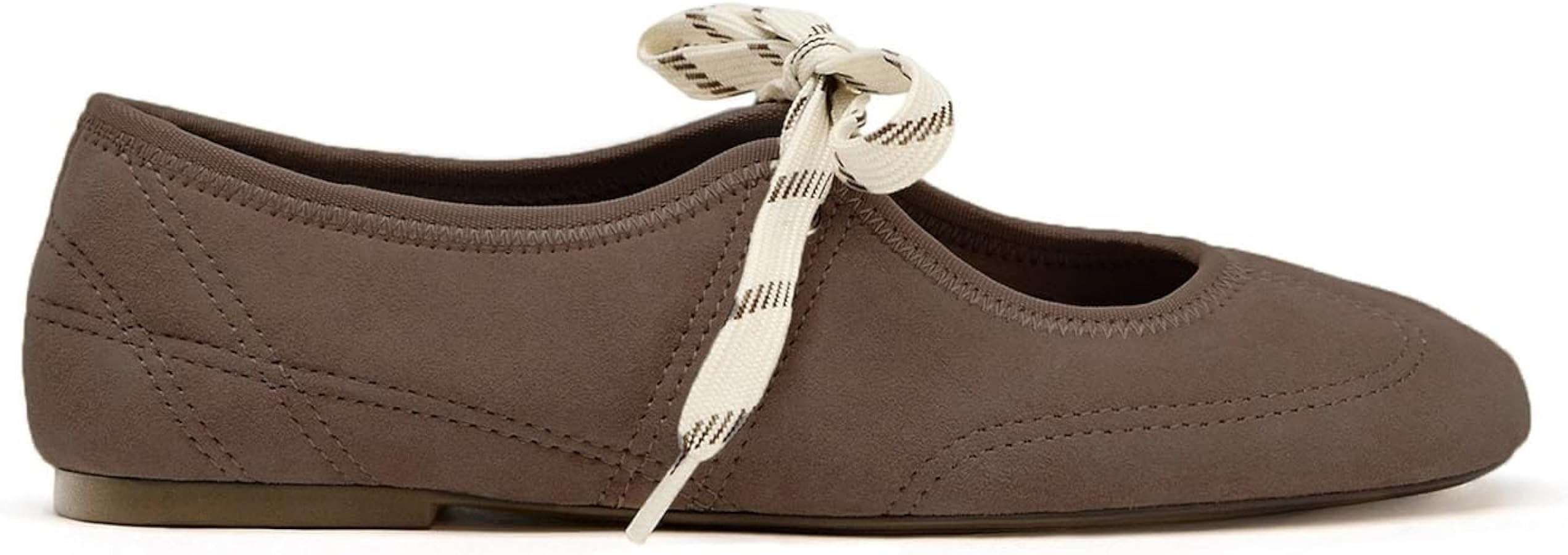 Women's Suede Ballet Flats Round Toe Lace-up Mary Jane Ballerina Shoes Casual Comfortable Dress F... | Amazon (US)