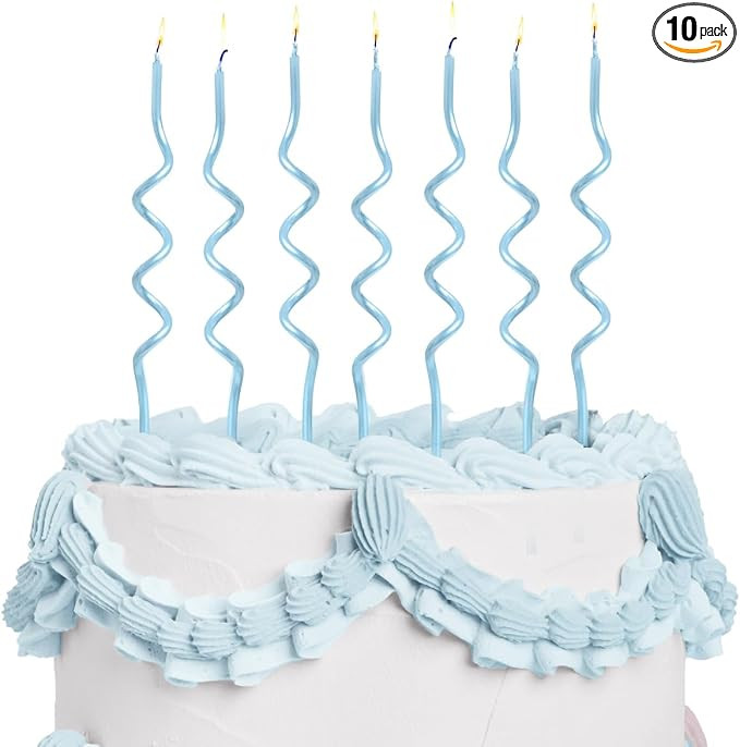 xo, Fetti Pearl Blue Wavy Cake Candles, Tall Thin - 10 Pcs | Birthday Party Supplies, Bachelorett... | Amazon (US)