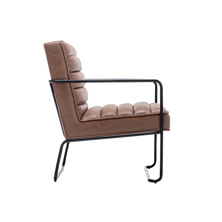 Industrial Metal Accent Chair with Horizontal Channeling | Wayfair North America