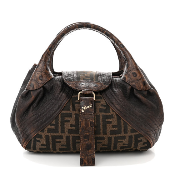 FENDI Zucca Nappa Nuvolata Vitello Tortuga Small Spy Tobacco Moro | FASHIONPHILE (US)