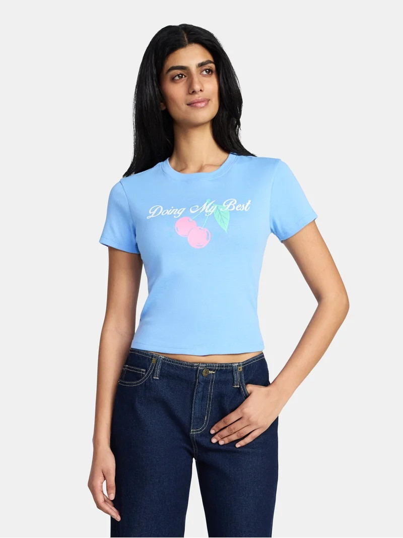 Doing My Best Women's Graphic Baby Tee with Short Sleeves, Sizes XXS-XXL | Walmart (US)