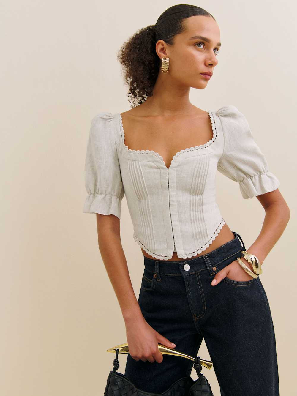 Simmie Linen Top | Reformation (Global)