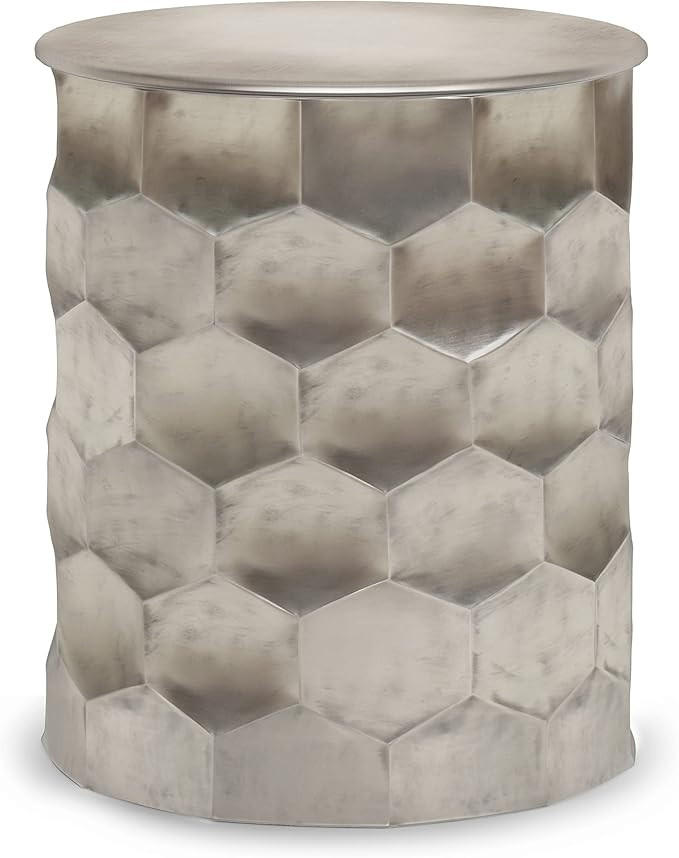 SIMPLIHOME Whitney Industrial 17 inch Wide Metal Storage Accent Side Table in Antique Silver, Ful... | Amazon (US)