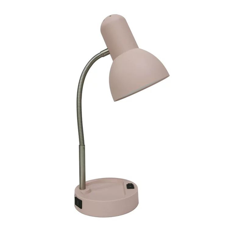 Mainstays LED Gooseneck Desk Lamp with Catch-All Base & AC Outlet, Pink - Walmart.com | Walmart (US)