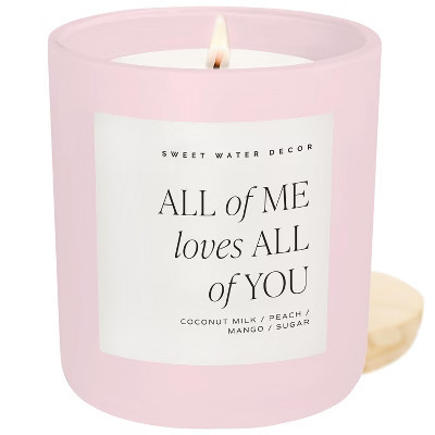 Sweet Water Decor All of Me Loves All of You Soy Candle - Pink Matte Jar - 15 oz | Target