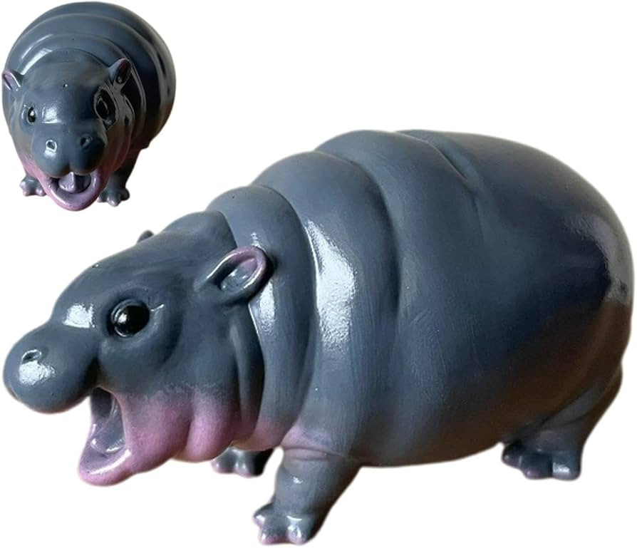 Moo-Deng Hippo Figure, Hippo Resin Figurines, Hippo Desk Sculpture, Fun Moo-Deng Hippo Figurine M... | Amazon (UK)