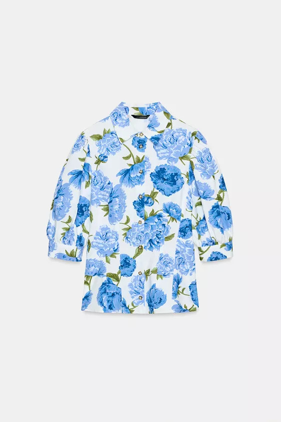 FLORAL PRINT POPLIN SHIRT | Zara UK