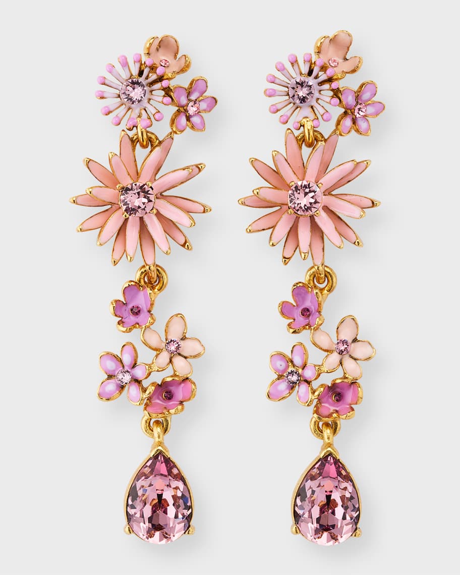 Oscar de la Renta Floral Bloom Enamel Earrings | Neiman Marcus