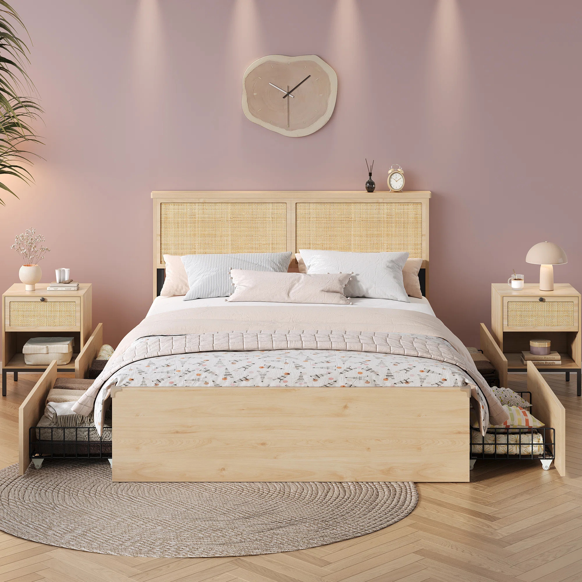 Boho Natural Rattan Storage Bed | Wayfair North America