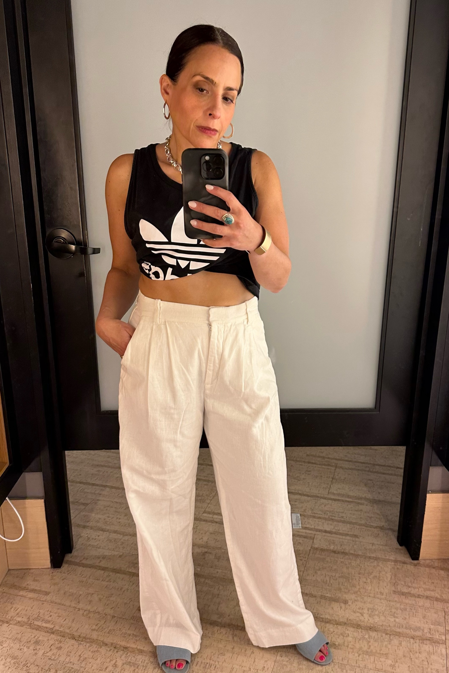 Abercrombie white line pants! I normally buy these in short length but opted for the regular for a little oversized flow  

#LTKSeasonal