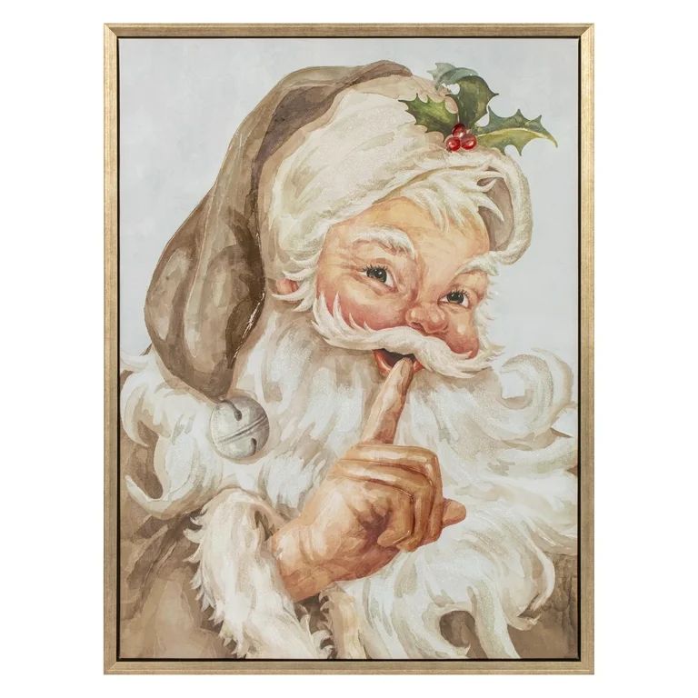 Secret Santa Framed Tinted Gel Mixed With Glitter Emb Canvas Print - Walmart.com | Walmart (US)